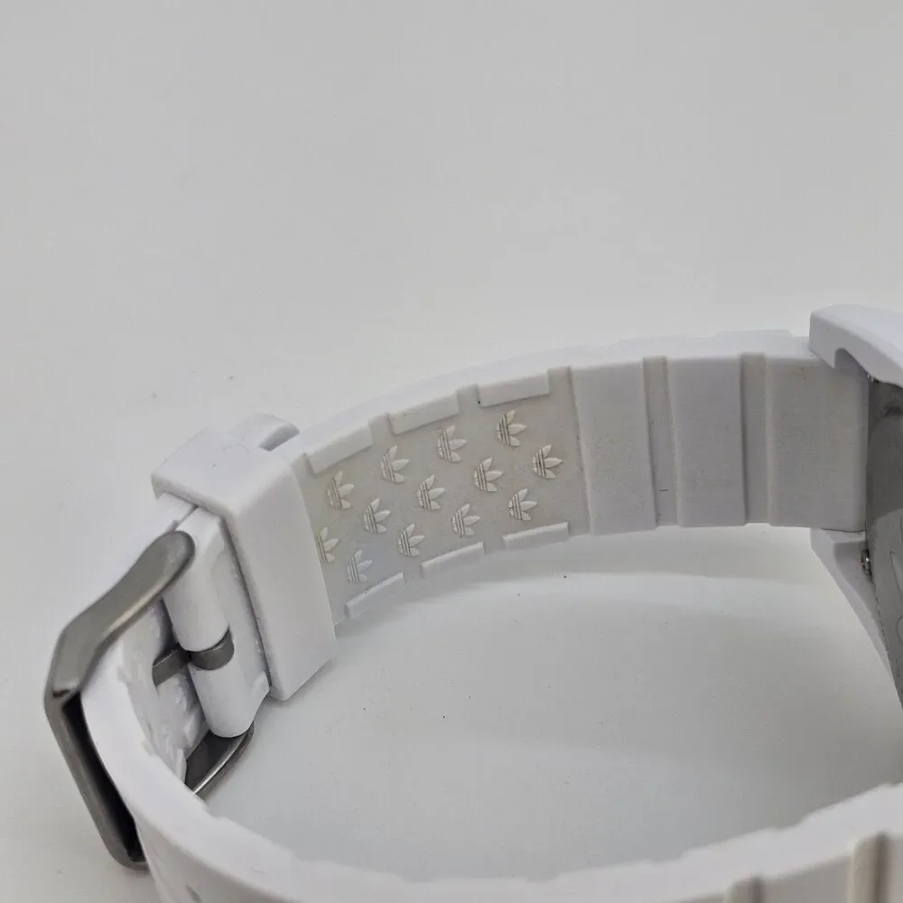 Adidas Men's Watch 41MM Blue White Dial‎ White Plastic Bands New Battery